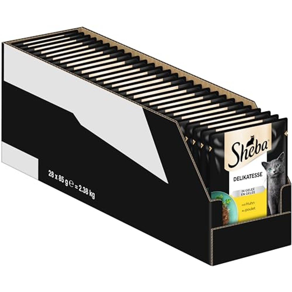 Sheba Delikatesse natvoer voor katten in portiezak met kip in gelei 28 x 85 g – Sheba