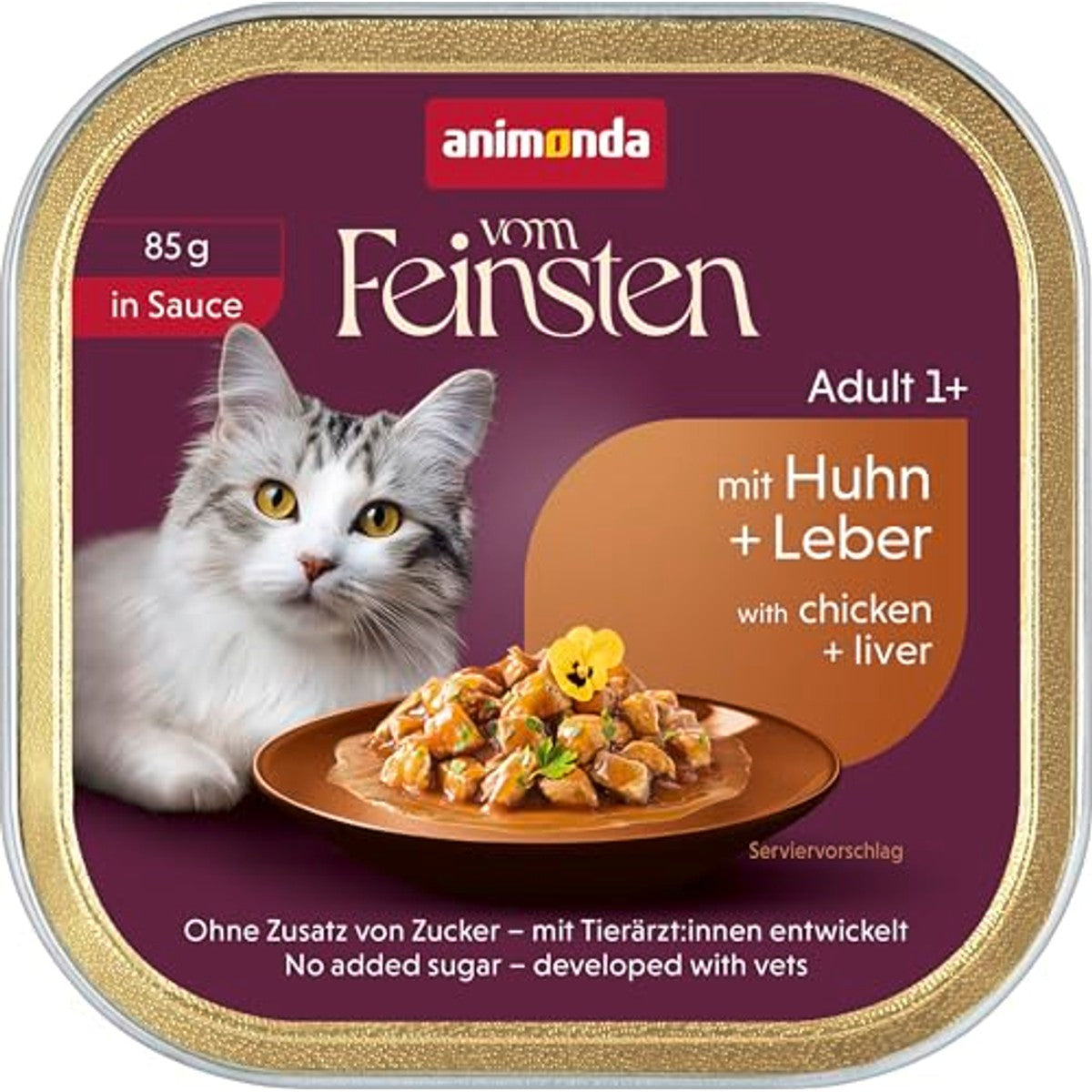animonda vom Feinsten Adult natvoer kattenvoer kip & lever in saus 32 x 85 g - 3-pack