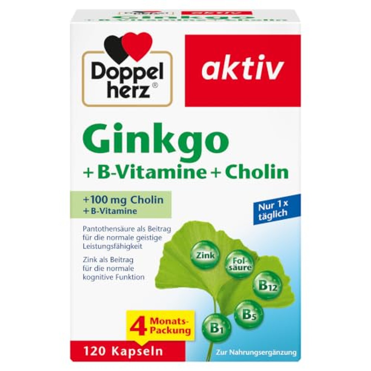 Doppelherz Ginkgo + B-vitamine + Choline 120 Capsules - 3-pack