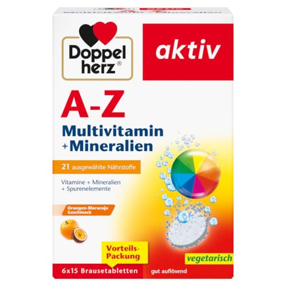 Doppelherz A-Z Bruistabletten Multivitamine + Mineralen 6 x 15 stuks - 3-pack