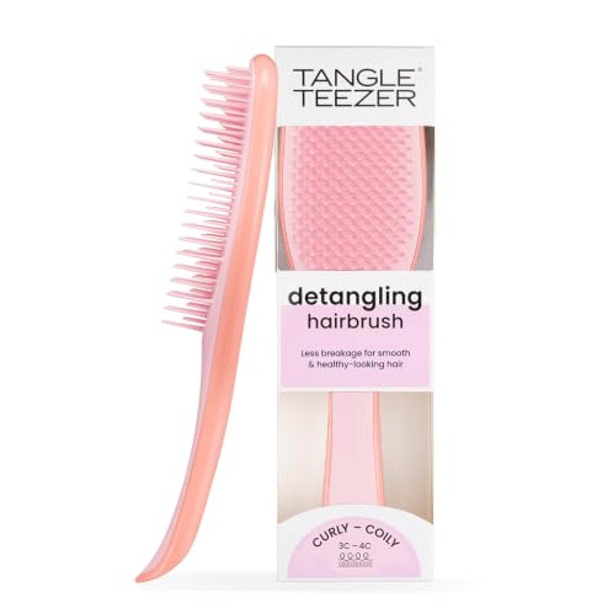 Tangle Teezer Ultimate Detangler Haarborstel voor krullend haar, voor 3C-4C krullend en pluizig haar, tweetraps borstelharen definiëren krullen en verminderen kroezen, mango en roze – Tangle Teezer