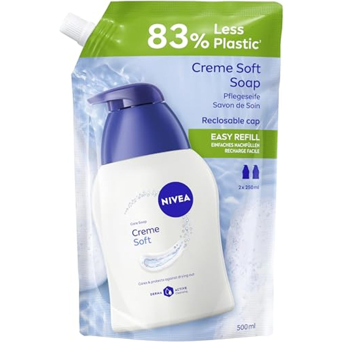 NIVEA Crème Soft verzorgingszeep navulzak 500 ml – NIVEA