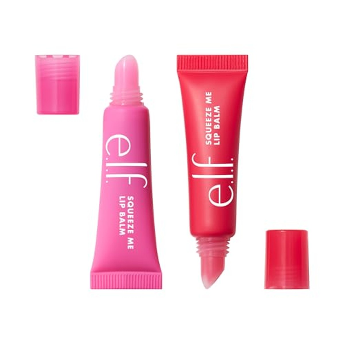e.l.f. Squeeze Me More Lip Balm Duo, vochtinbrengende balsem voor een vleugje kleur, met hyaluronzuur, veganistisch en dierproefvrij, kersen/bubblerubber – e.l.f.