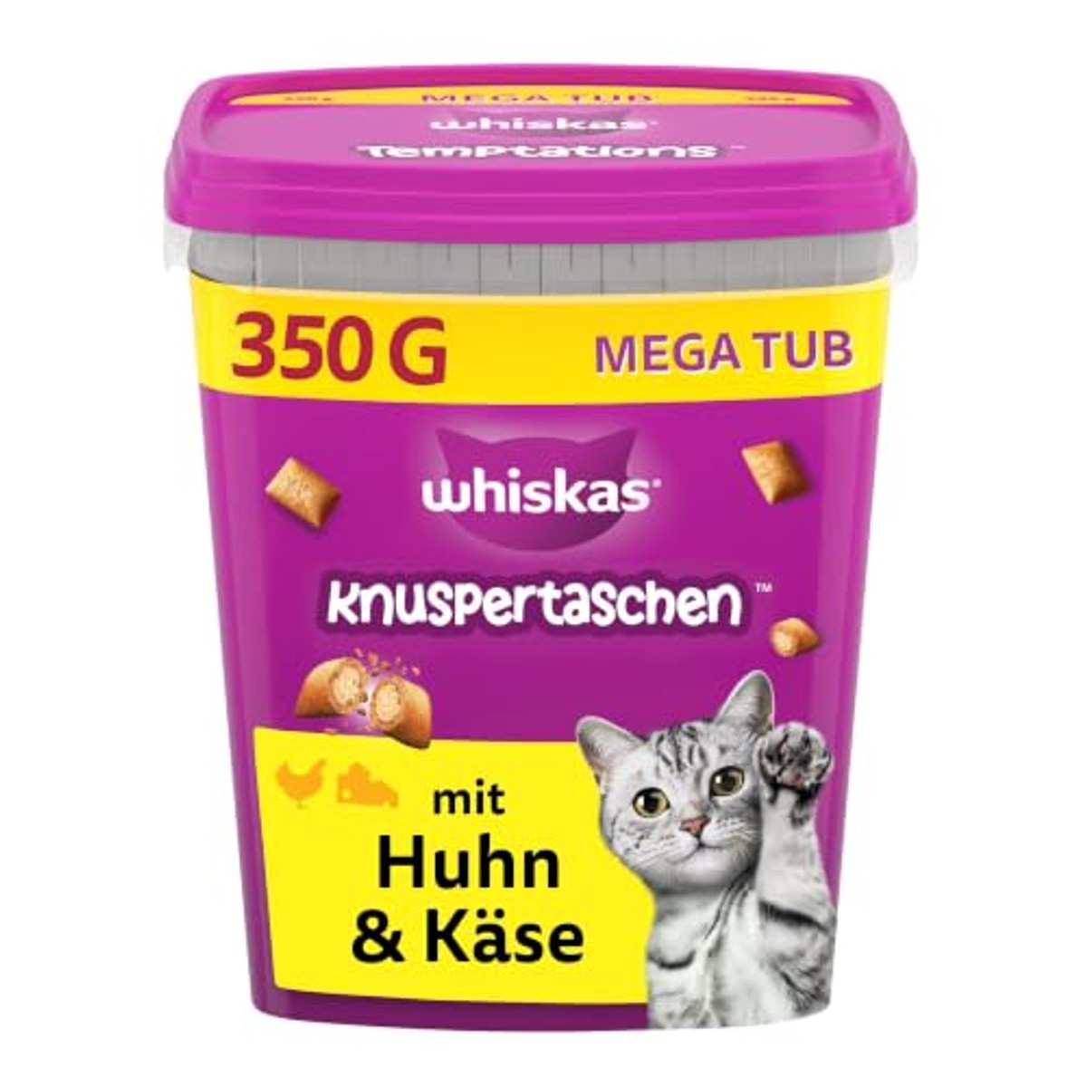 Whiskas Knuspertaschen kattensnack kip en kaas 2 x 350 g - 3-pack