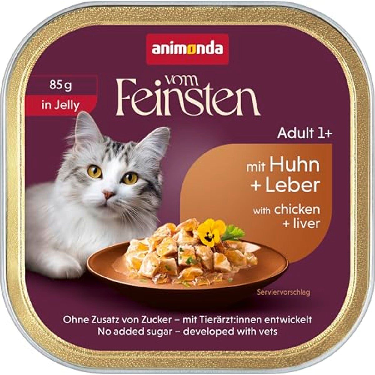animonda vom Feinsten Adult natvoer kattenvoer kip & lever in gelei 32 x 85 g - 3-pack
