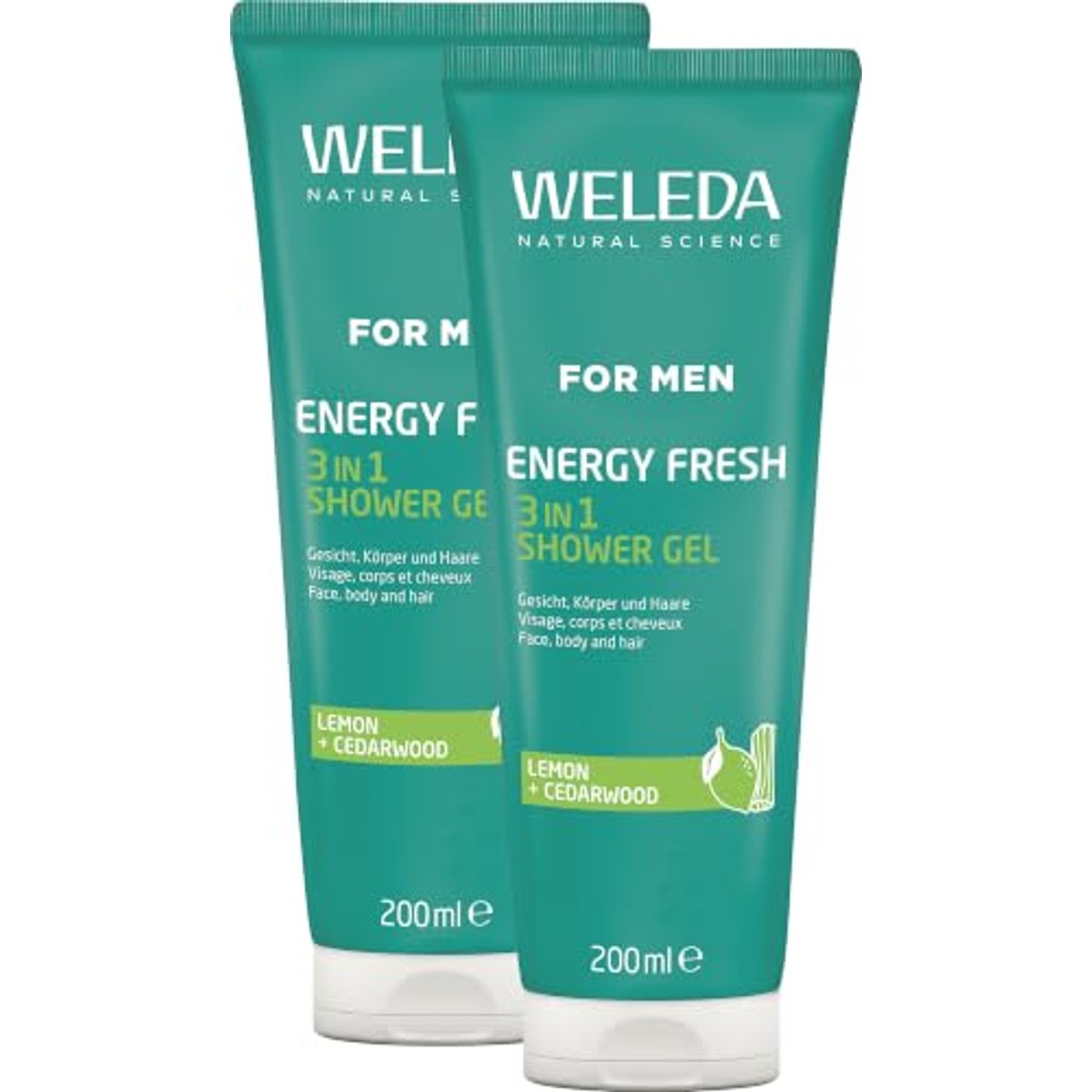Weleda for Men 3-in-1 Douchegel & Shampoo Energy Fresh 2 x 200 ml - 3-pack