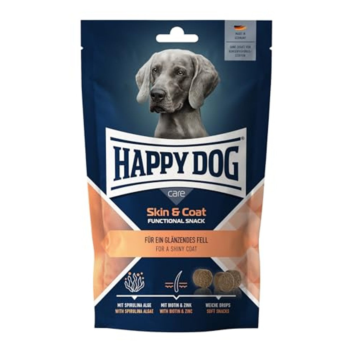 Happy Dog Care Snack Skin & Coat hondensnack 100 g - 6-pack