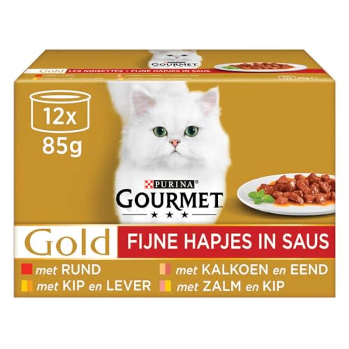 Gourmet Goud 12-pack fijne hapjes kattenvoer 12 x 85 gr – Gourmet