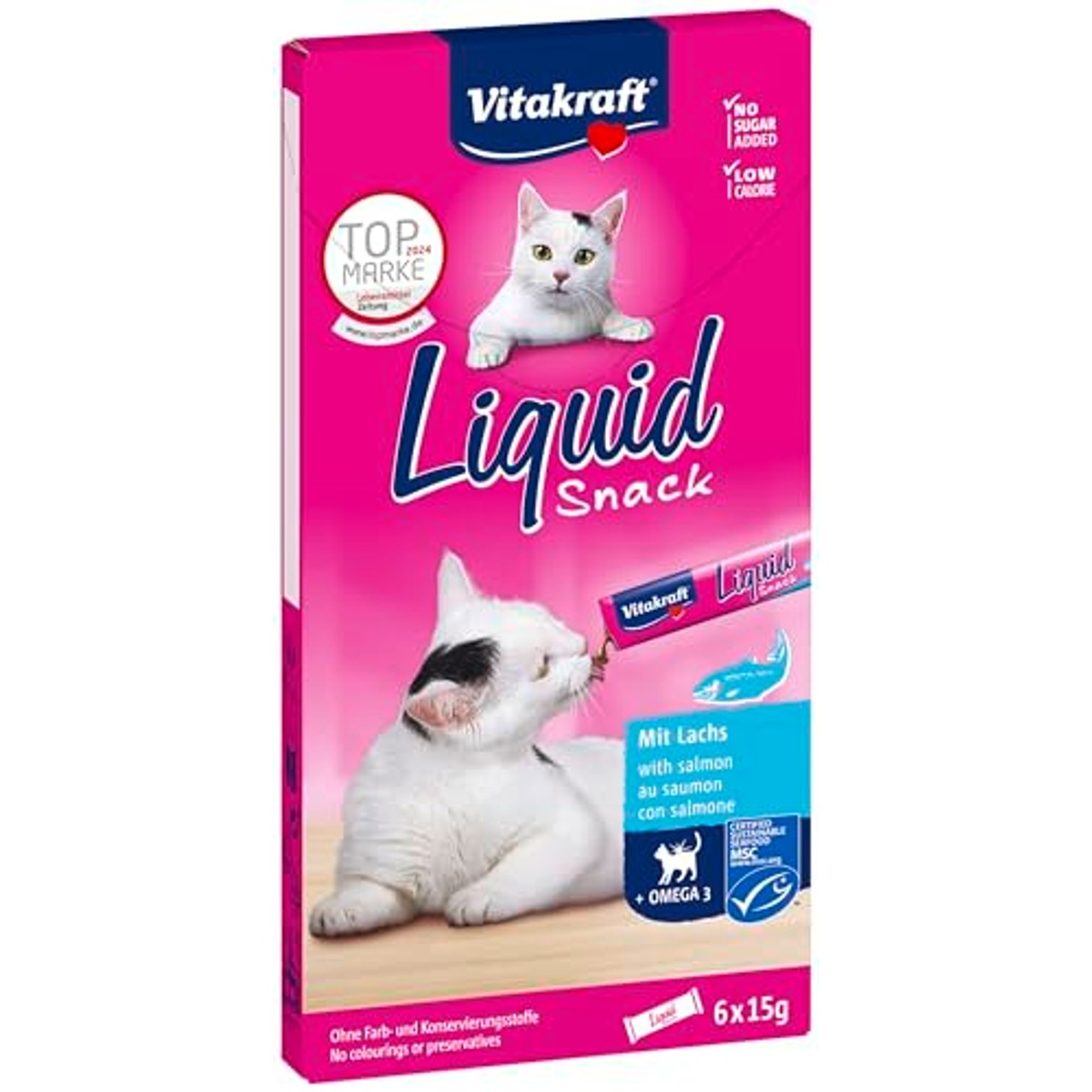 Vitakraft Vloeibare Snack kattensnack zalm 6 x 15 g - 3-pack