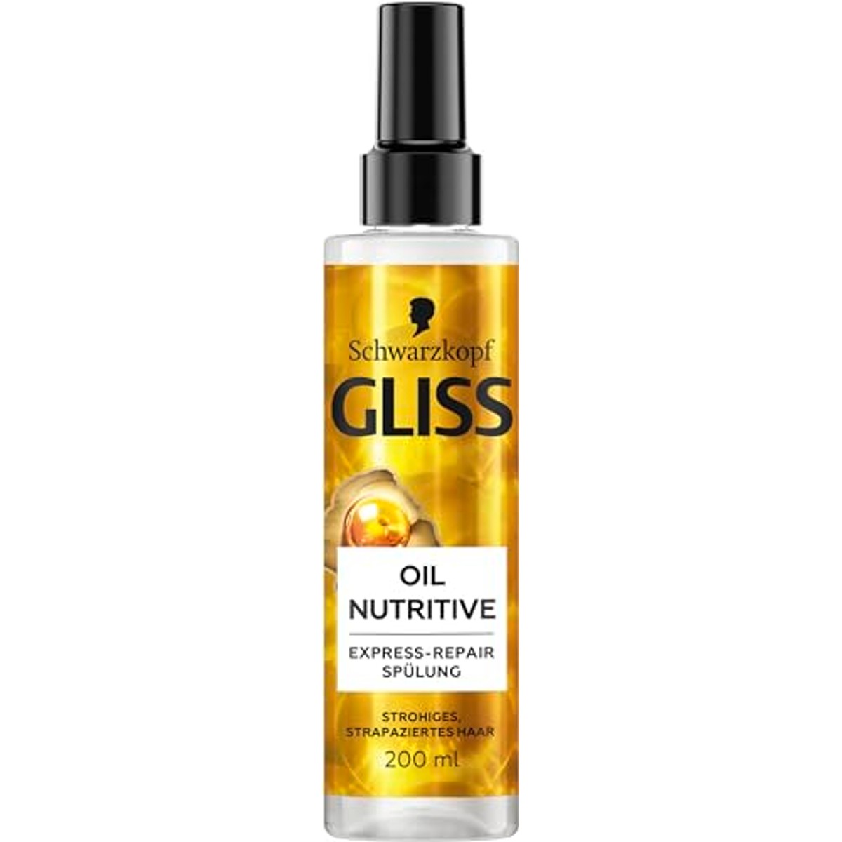 Gliss Express-Repair Oil Nutritive Conditioner, 200 ml, haarconditioner voedt stro, beschadigd haar, verzorgende spoeling met hittebescherming tot 230 °C – Gliss