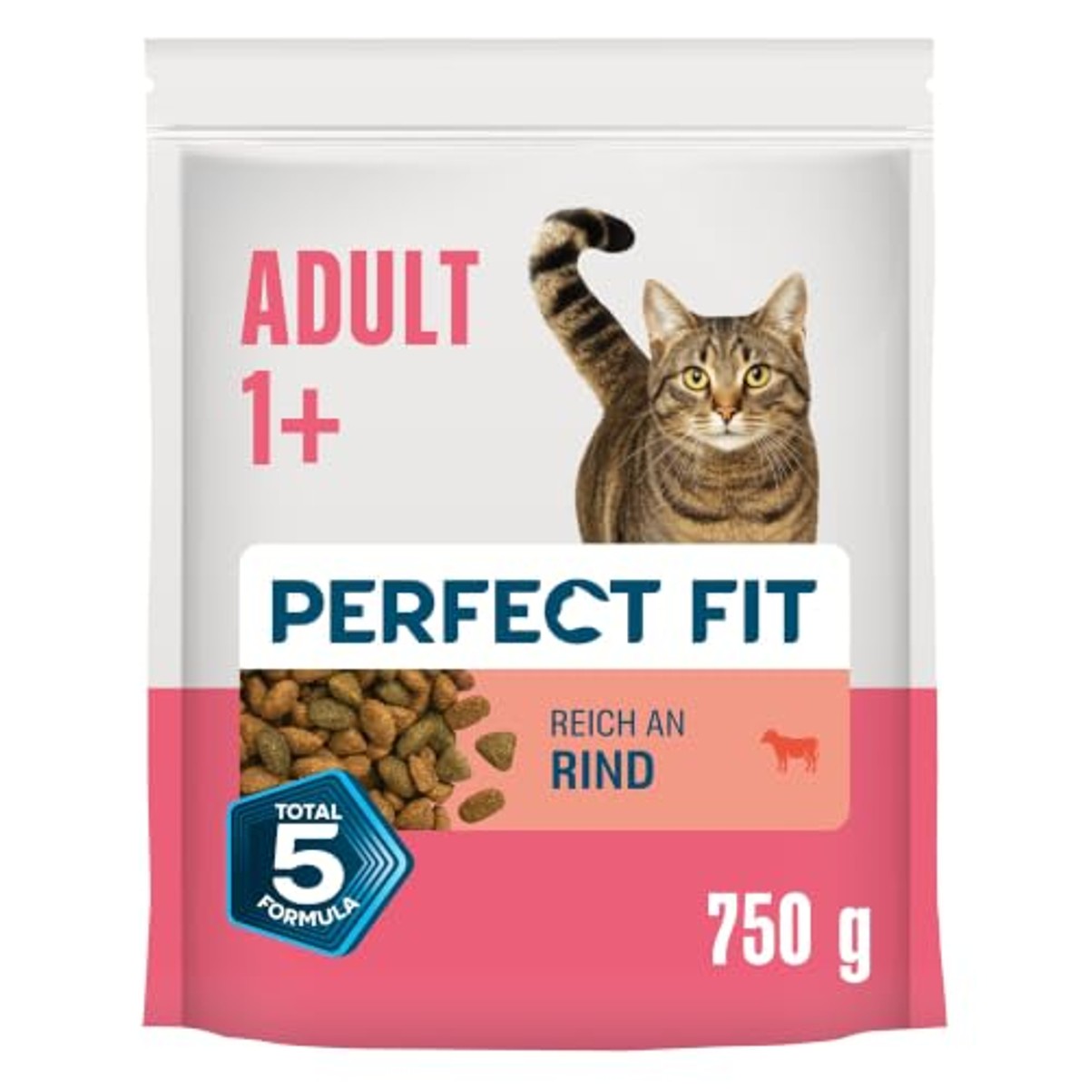 PERFECT FIT Volwassen droogvoer voor volwassenen, actieve katten vanaf 1 jaar - rundvlees, 750 g (6 zakken) – Perfect Fit