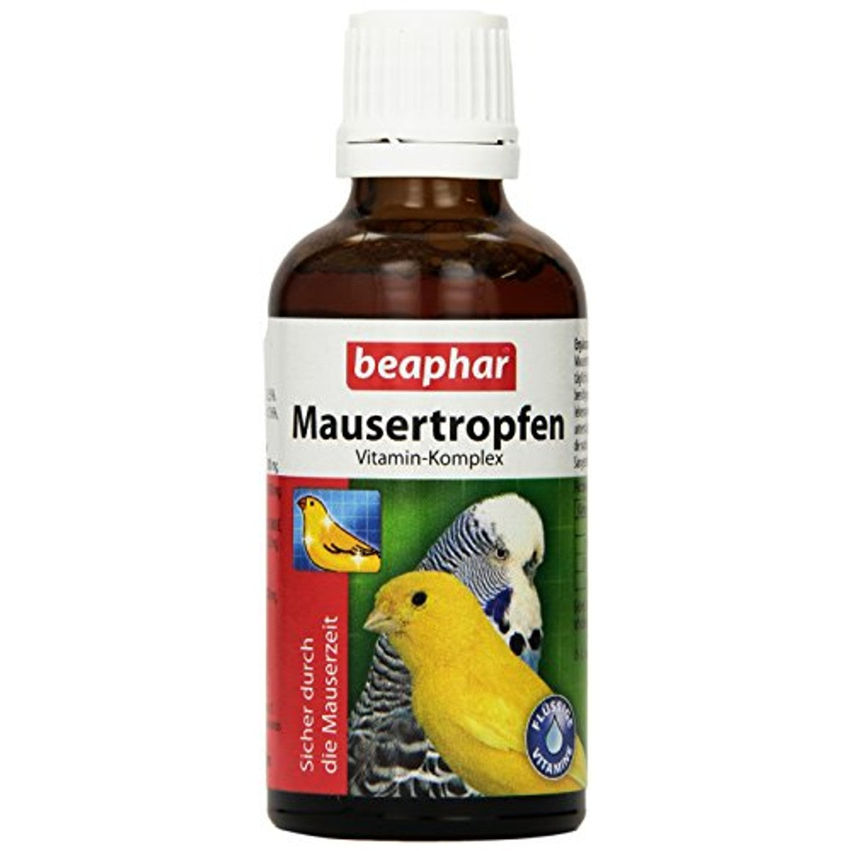 BEAPHAR - Mausertropfen Vitamin-Komplex - Nahrungsergänzungsmittel Für Vögel - Mit Vitamin A, C, D3, E, K, B-Komplex - Unterstützt Natürliche Abwehrkräfte, Fördert Sprech- Und Sangesfreude - 50 ml – beaphar