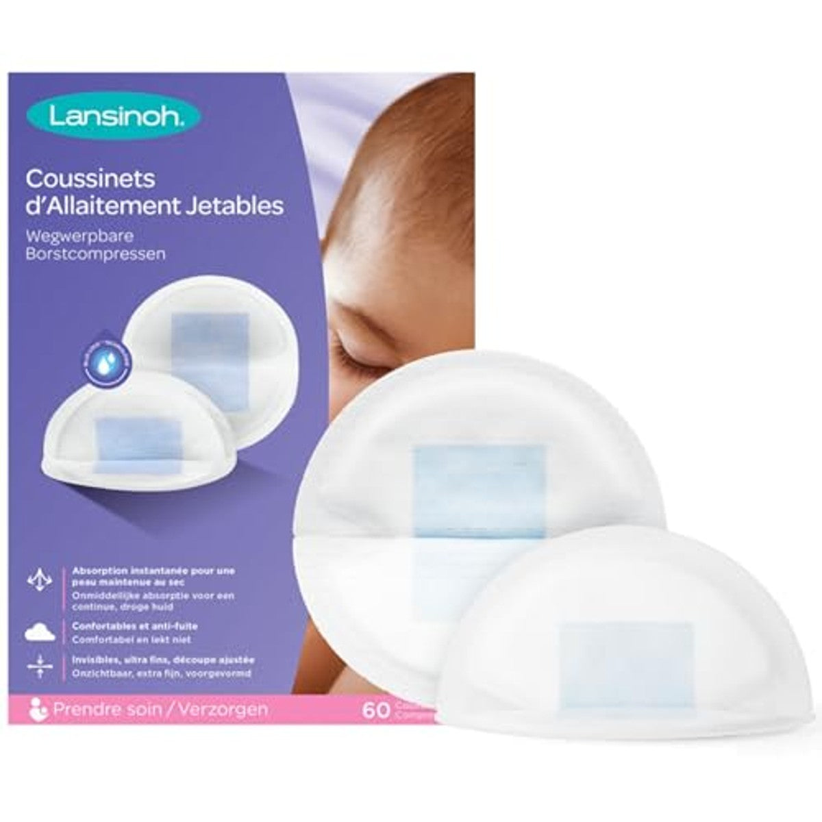 Lansinoh Wegwerp Borstvoedingspads x60 Lekvrij Dag en Nacht - 6-pack