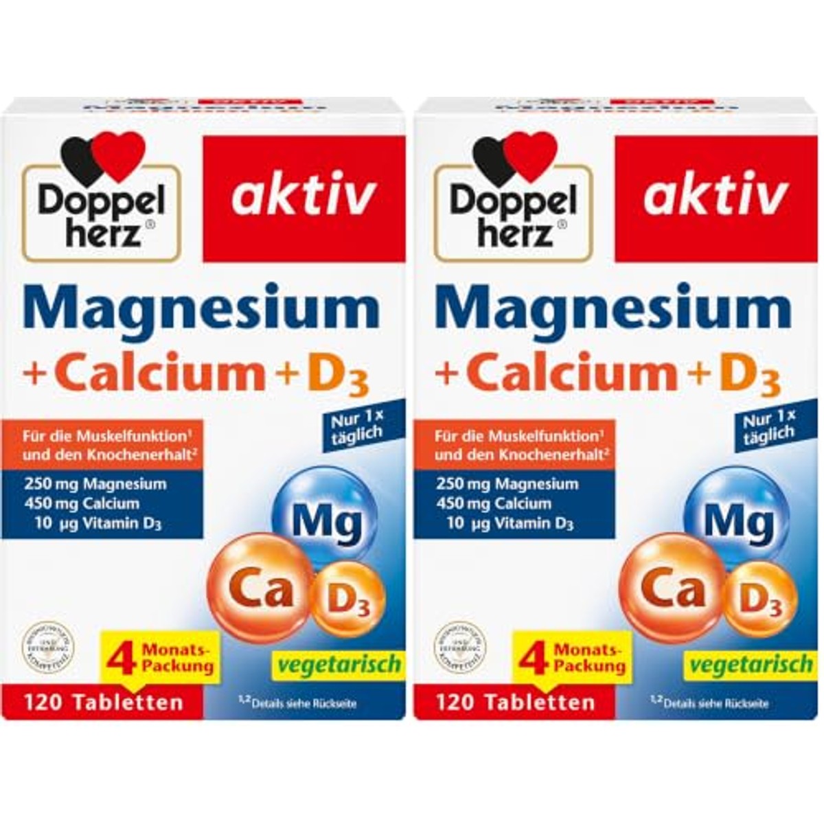 Doppelherz Magnesium + Calcium + D3 2 x 120 Tabletten - 6-pack