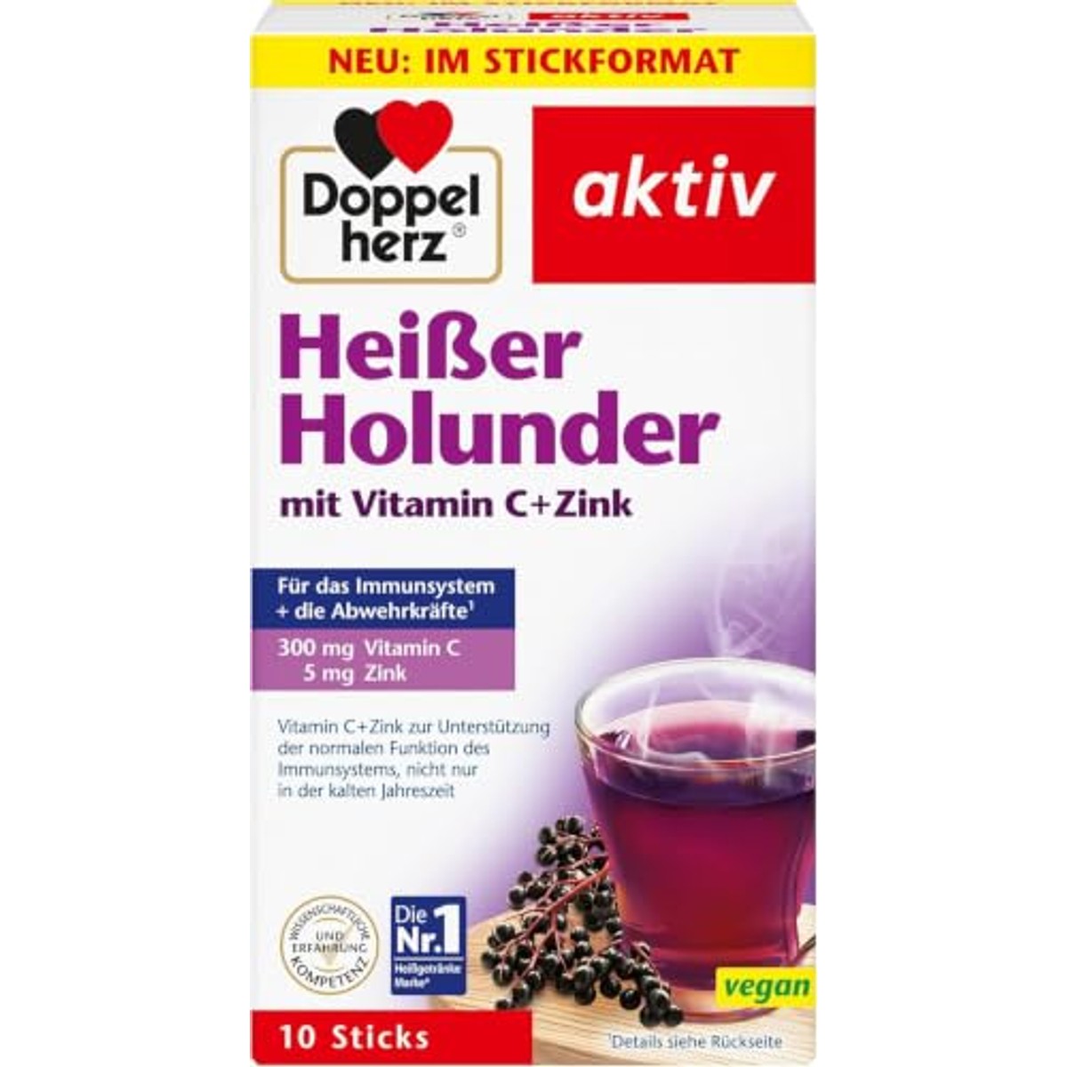 Doppelherz Warme Vlierbes met Vitamine C en Zink 10 sticks - 3-pack