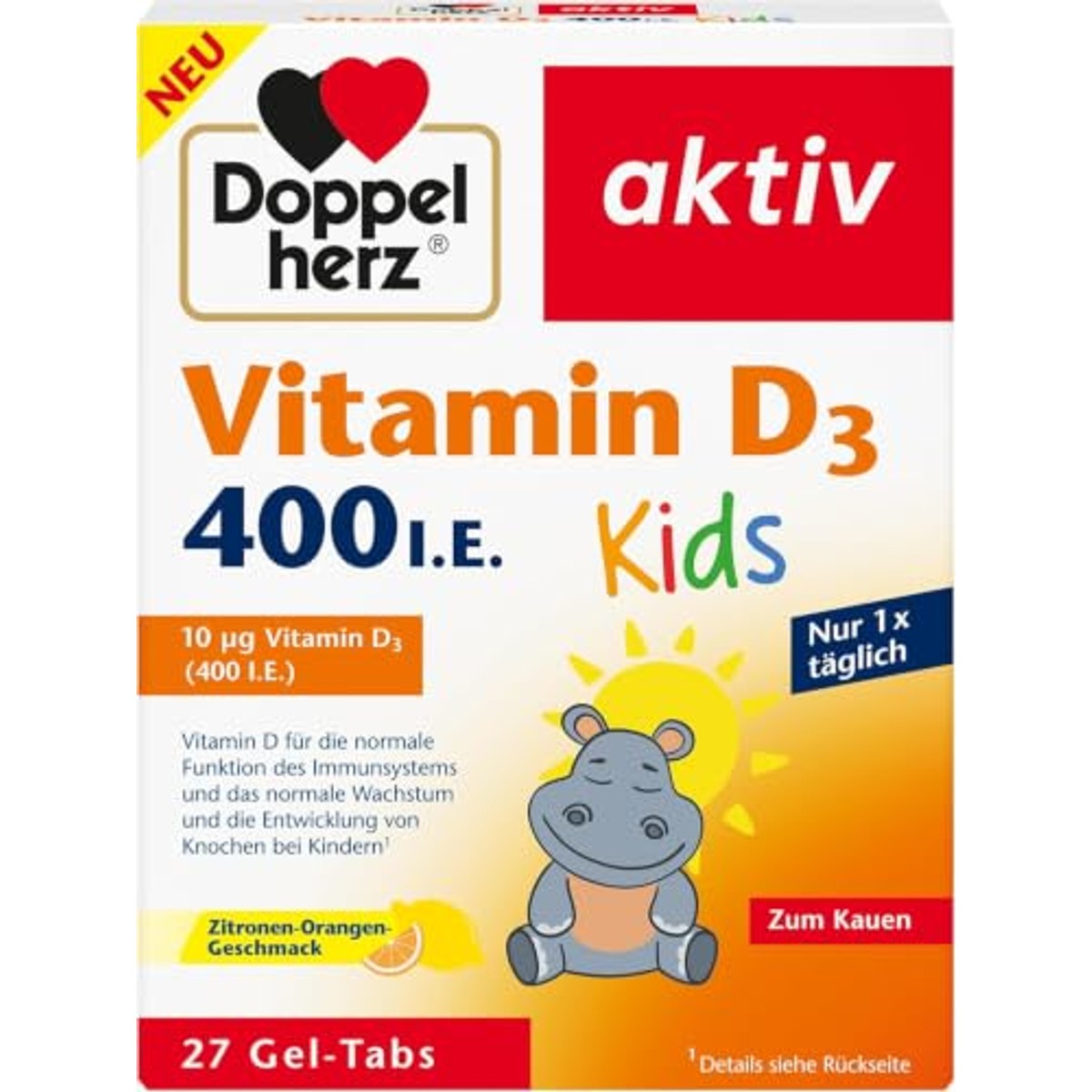 Doppelherz Vitamine D3 400 IE Kids Citroen-Sinaasappelsmaak 27 stuks - 6-pack