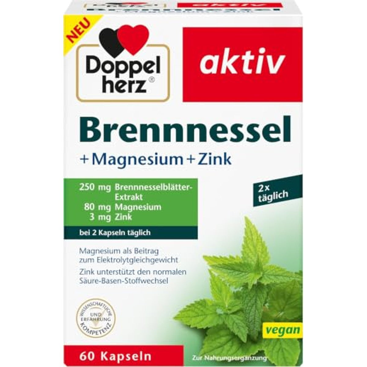 Doppelherz Brandnetel + Magnesium + Zink 60 capsules - 6-pack