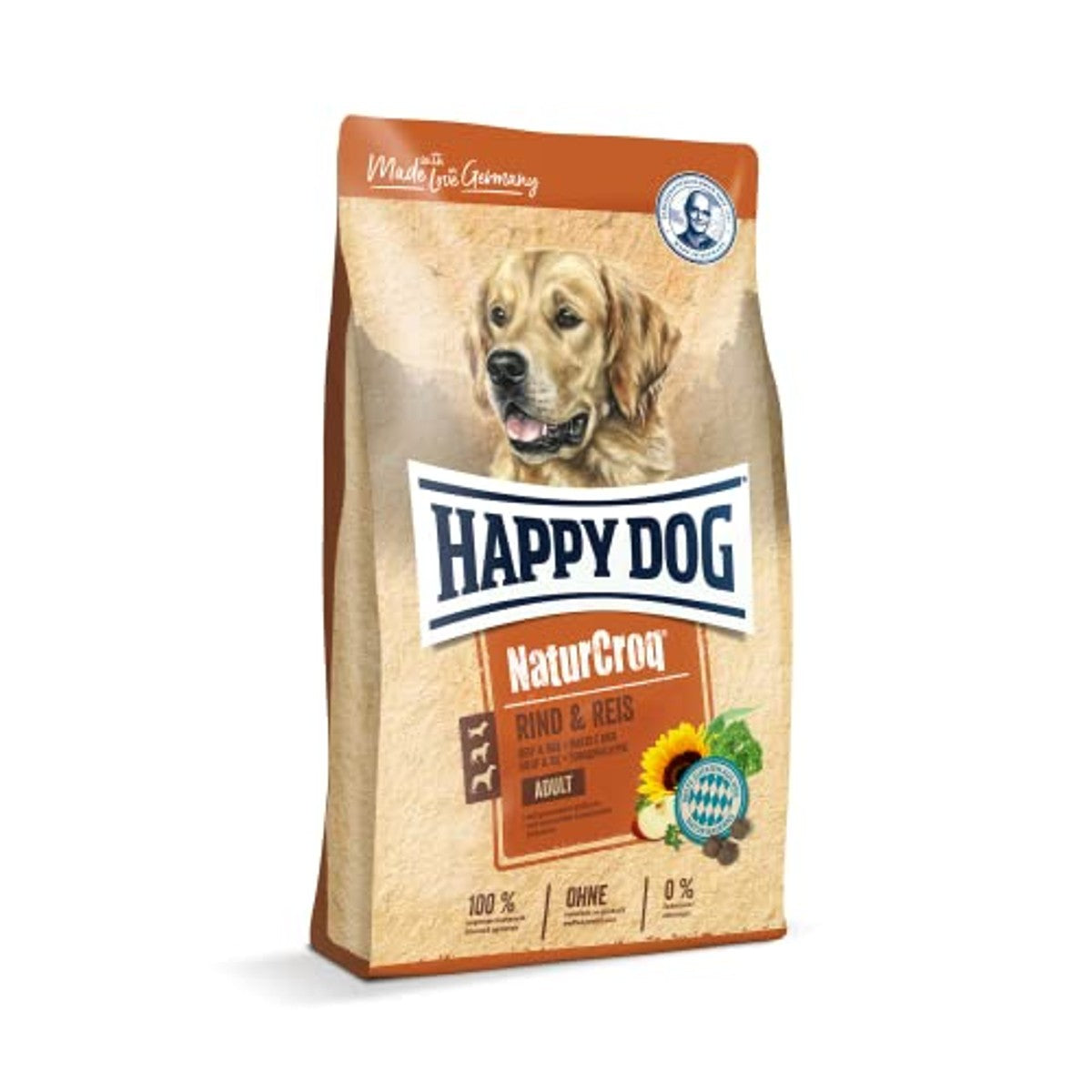 Happy Dog 60517 - NaturCroq rund & Rijst - droogvoer met inheemse kruiden voor volwassen honden - 15 kg inhoud – Happy Dog
