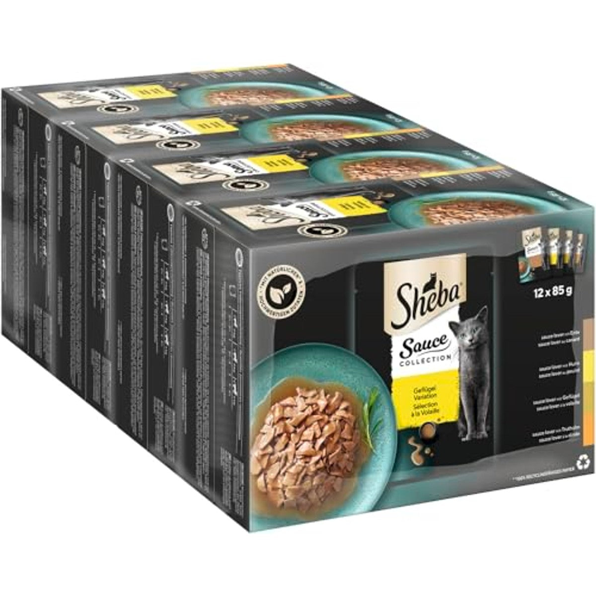 Sheba Sauce Collection natvoer kattenvoer gevogelte variatie 4 x 12 x 85 g - 3-pack