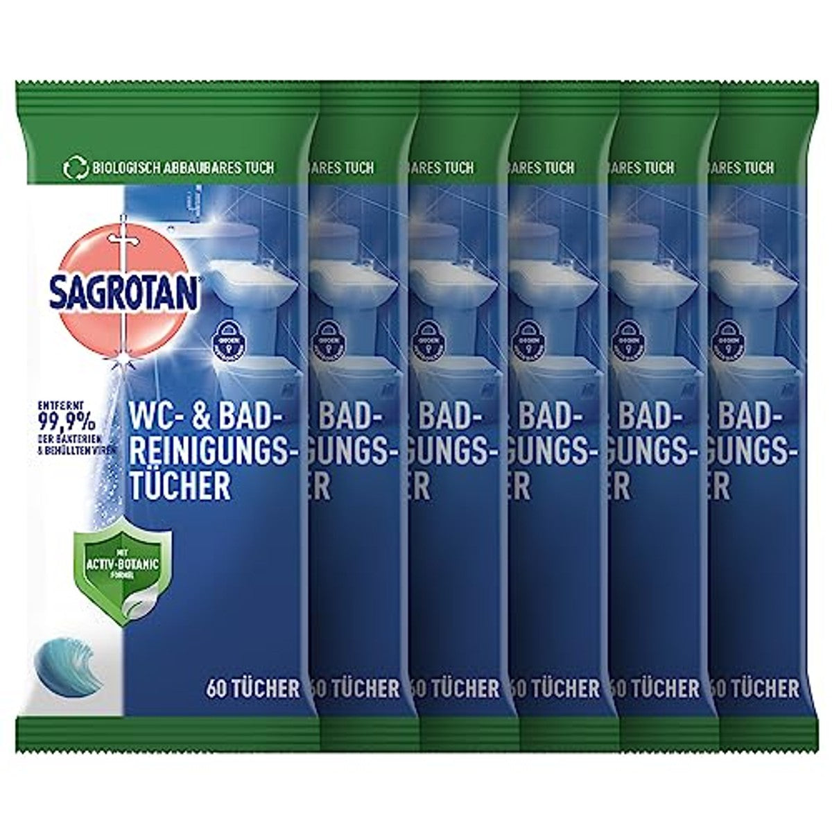 Sagrotan wc-reinigingsdoekjes 6 x 60 doekjes - 6-pack