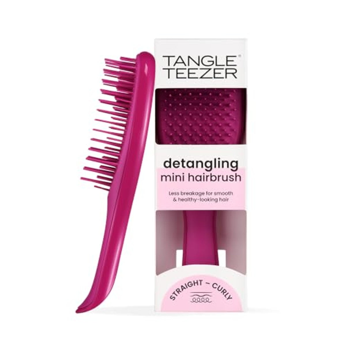 Tangle Teezer Ultimate Detangler Klein – voor nat en droog haar – ontwarringsborstel voor alle haartypes – perfecte haarborstel voor kinderen en op reis – framboos roze – Tangle Teezer