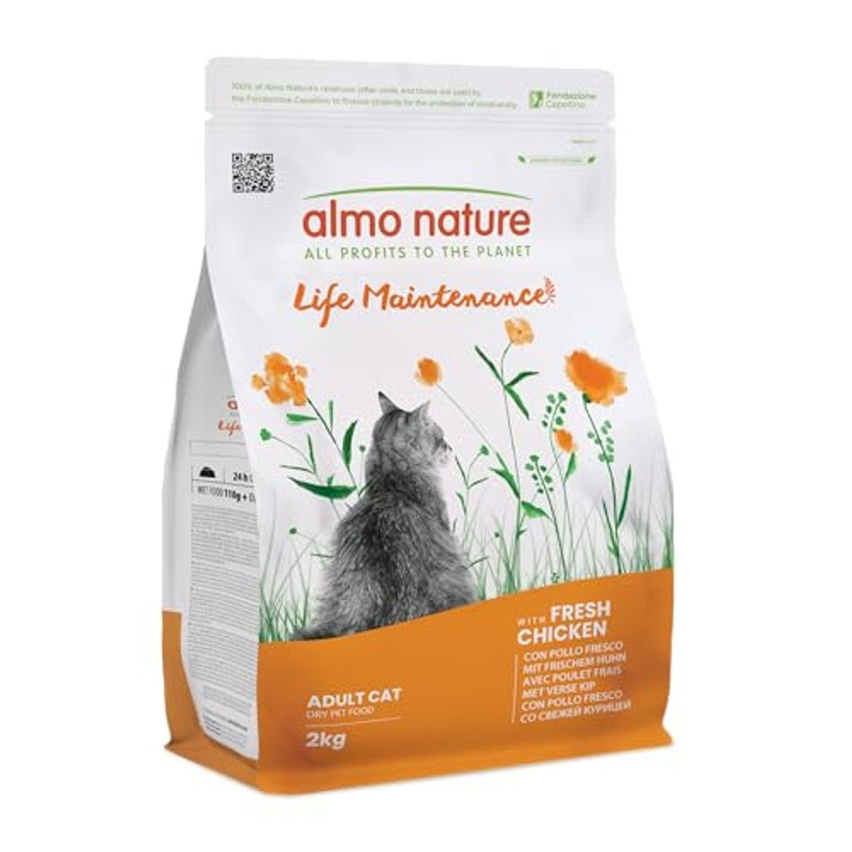Almo Nature Life Maintenance droogvoer voor volwassen katten met verse kip als eerste ingrediënt, zak van 2 kg – almo nature