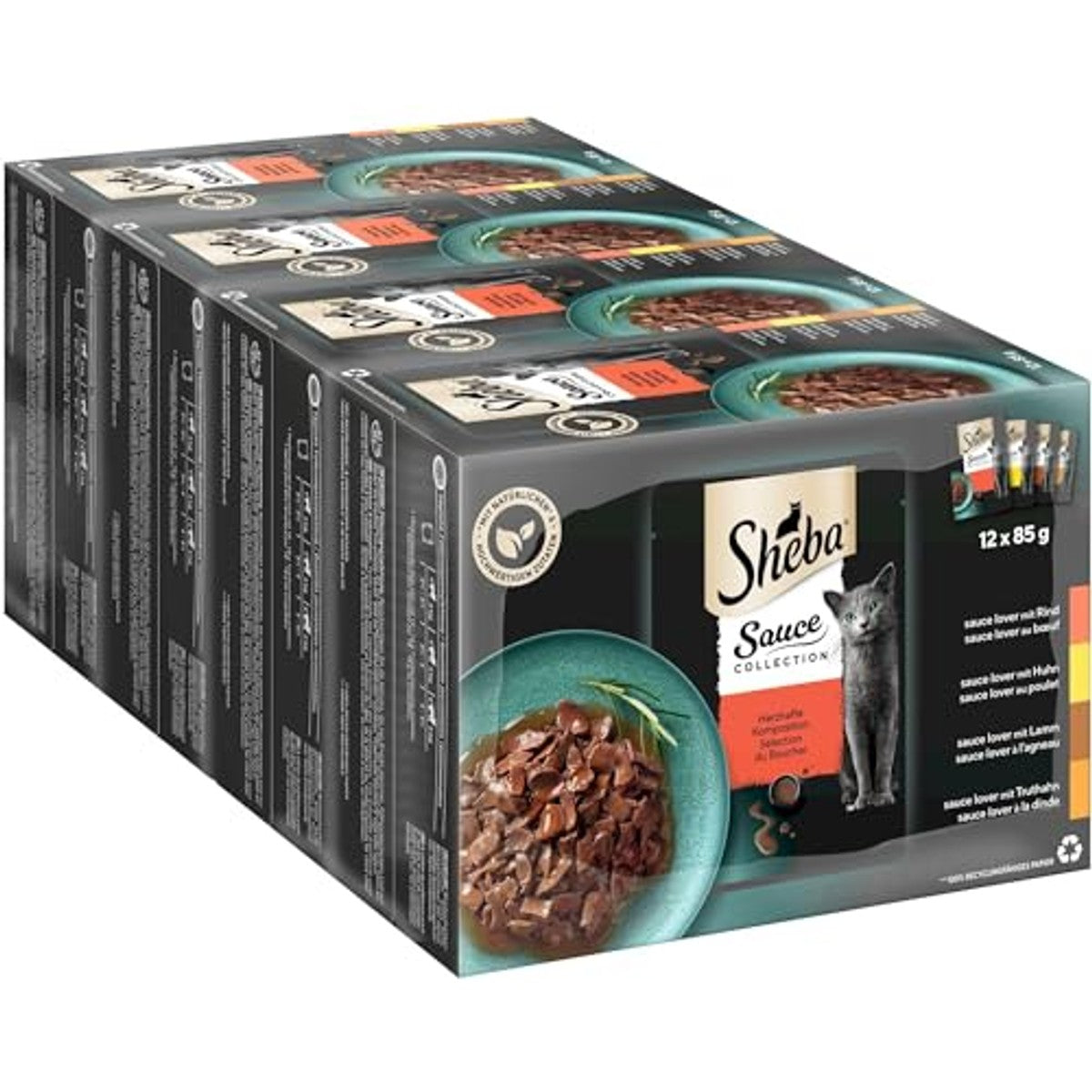 Sheba Sauce Collection Natvoer voor katten in portiezakjes hartige compositie multipack 4x12x85g – Sheba