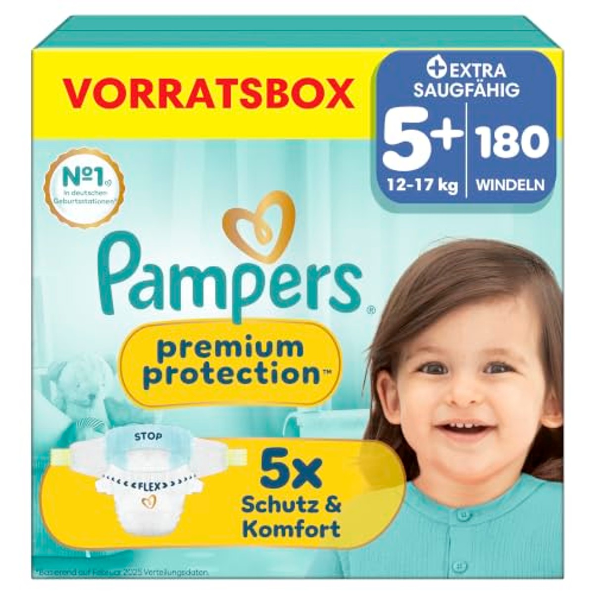Pampers Premium Protection maat 5+ 180 luiers 12-17 kg – Pampers