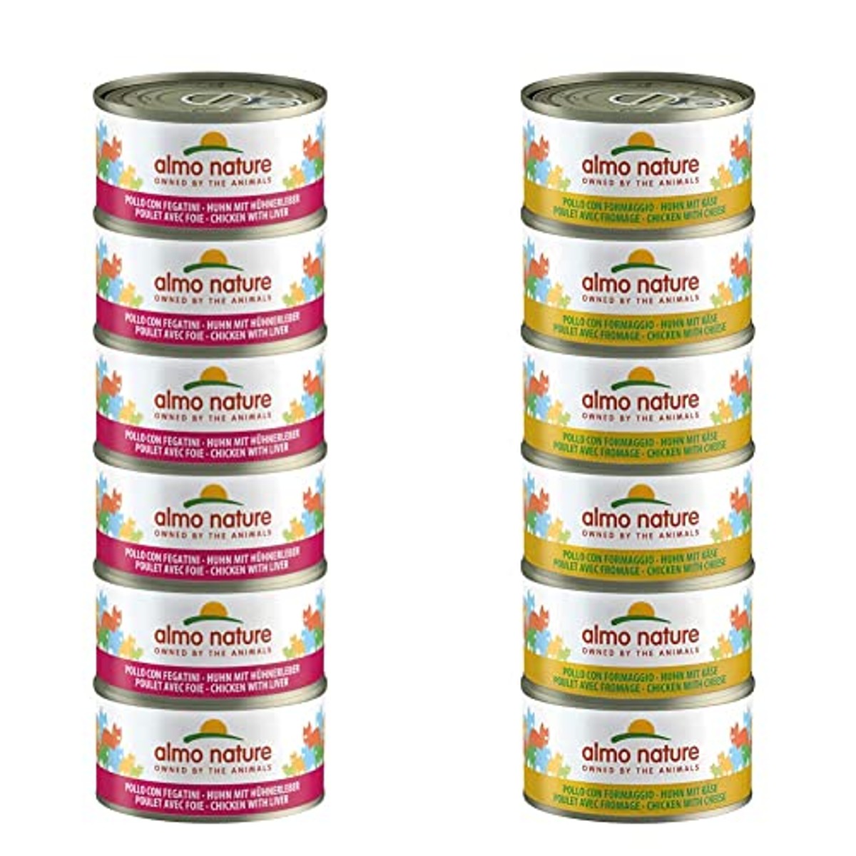 Almo Nature Megapack Kattenvoer Nat Kip en Lever & Kip met Kaas 6 x 70 g - 6-pack