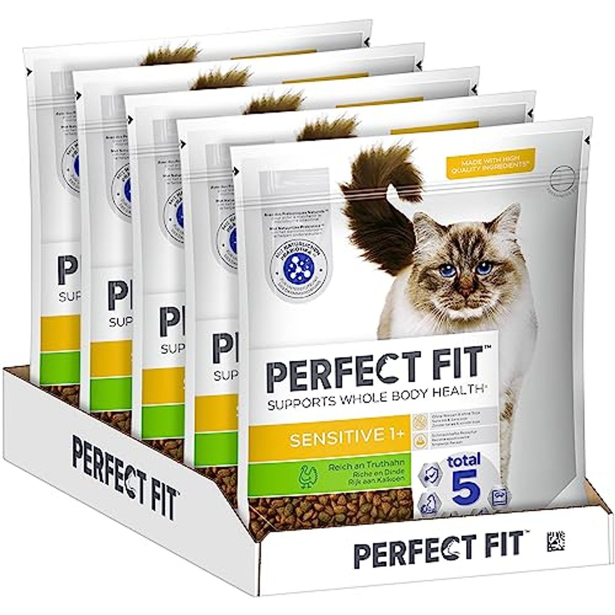 Perfect Fit Sensitive 1+ droogvoer kat kalkoen 5 x 1,4 kg - 3-pack
