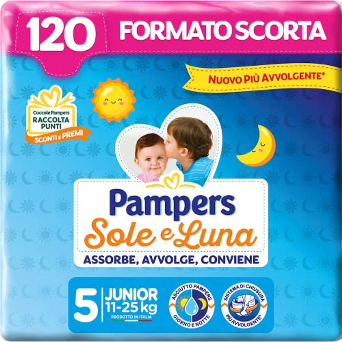 Pampers Sun and Maan Luiers Junior Maat 5 120 luiers – Pampers