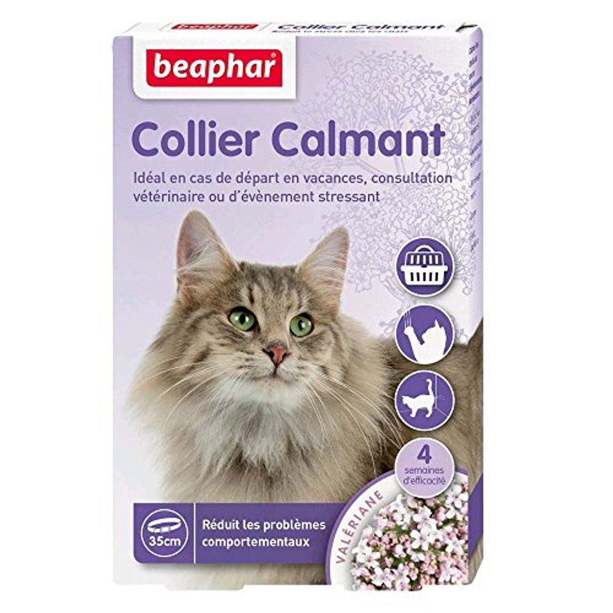 BEAPHAR NO Stress Valeriaan kattenhalsband, kalmerend, vermindert stress en gedragsproblemen zonder verslaving of slaperigheid, 1 halsband, 35 cm, 4 weken – beaphar