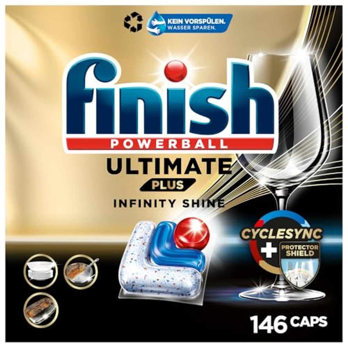 Finish Ultimate Plus Infinity Shine vaatwastabs, 2 x 73 capsules – Finish