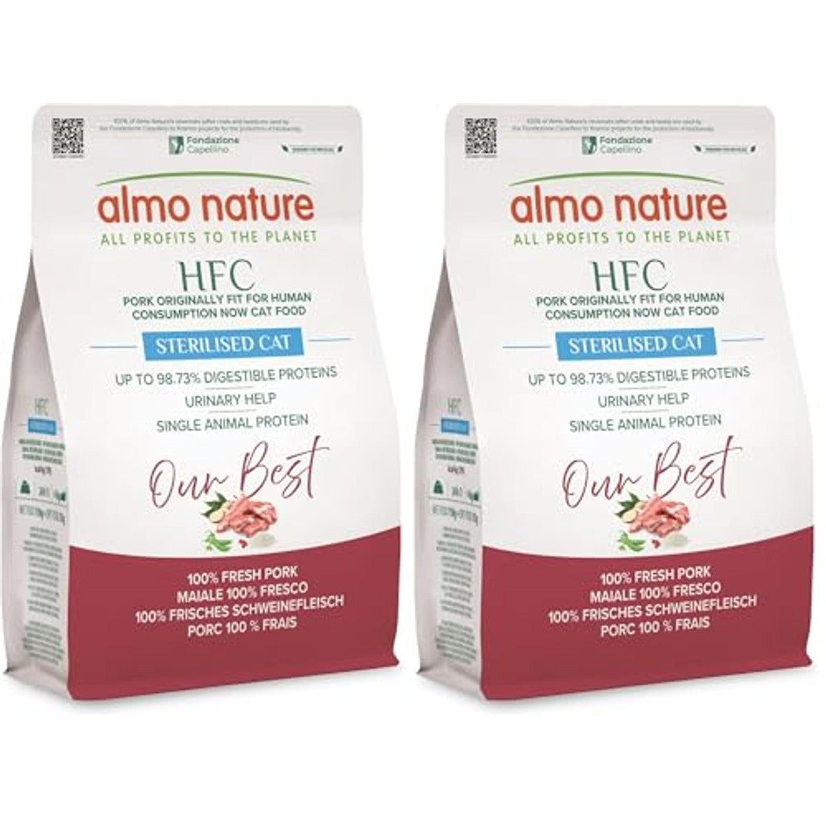 Almo Nature HFC Our Best Adult Sterilised Droogvoer voor Gesteriliseerde Katten Vers Varken 2 x 300 g - 3-pack