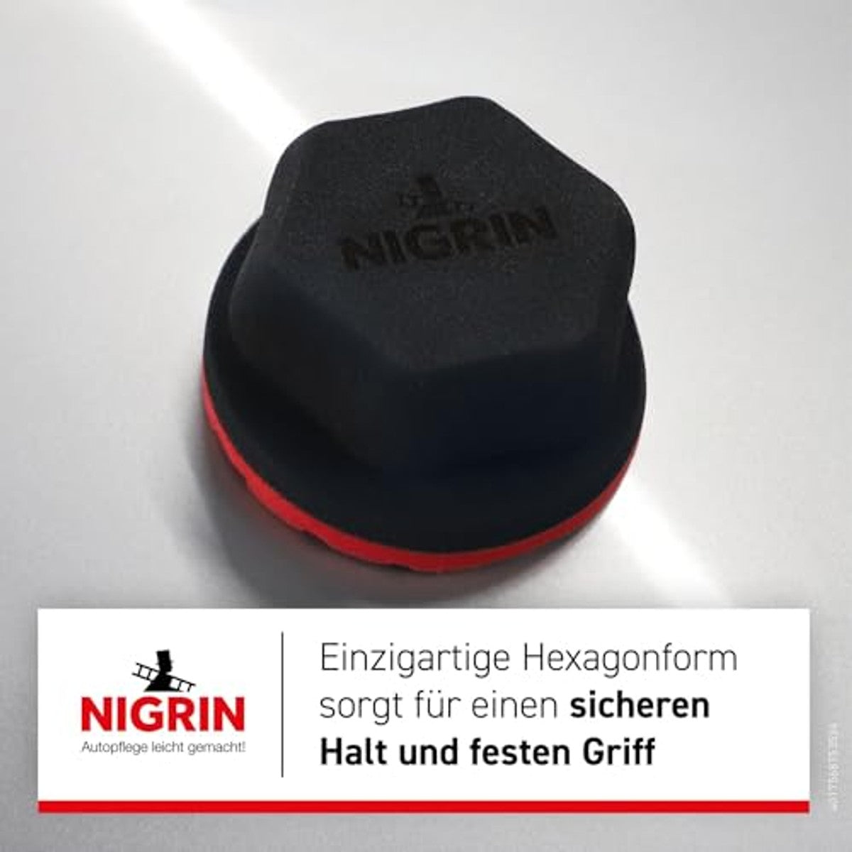 NIGRIN Handpolijstspons rood/zwart 3 x 1 stuk - Voordeelverpakking