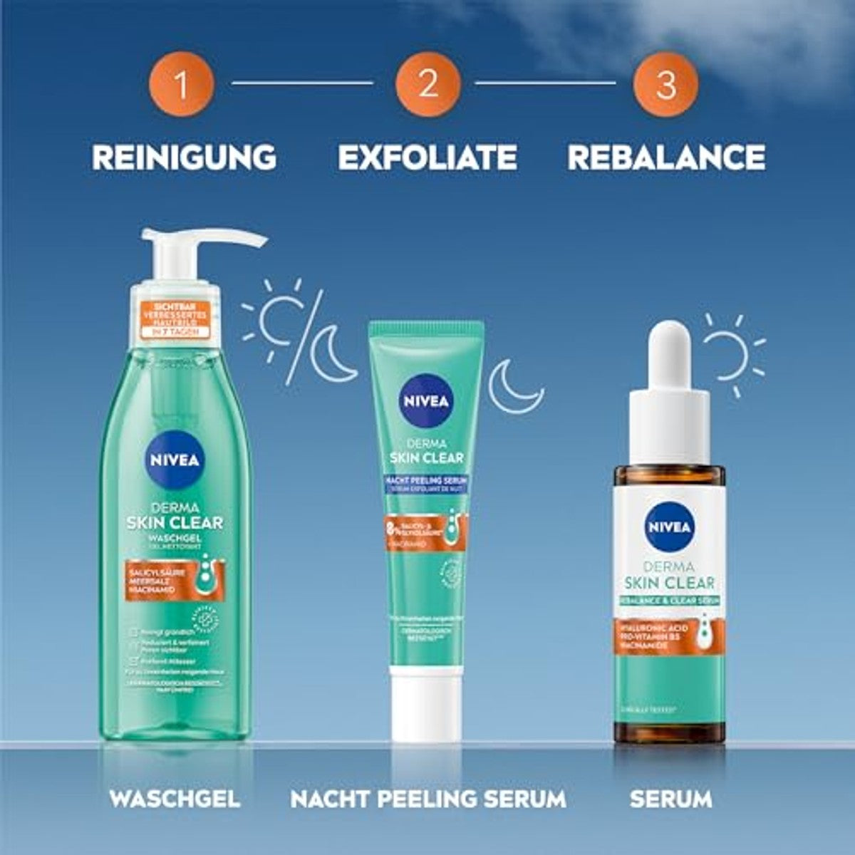 NIVEA Derma Skin Clear Routine Set 30 ml + 40 ml + 150 ml – NIVEA
