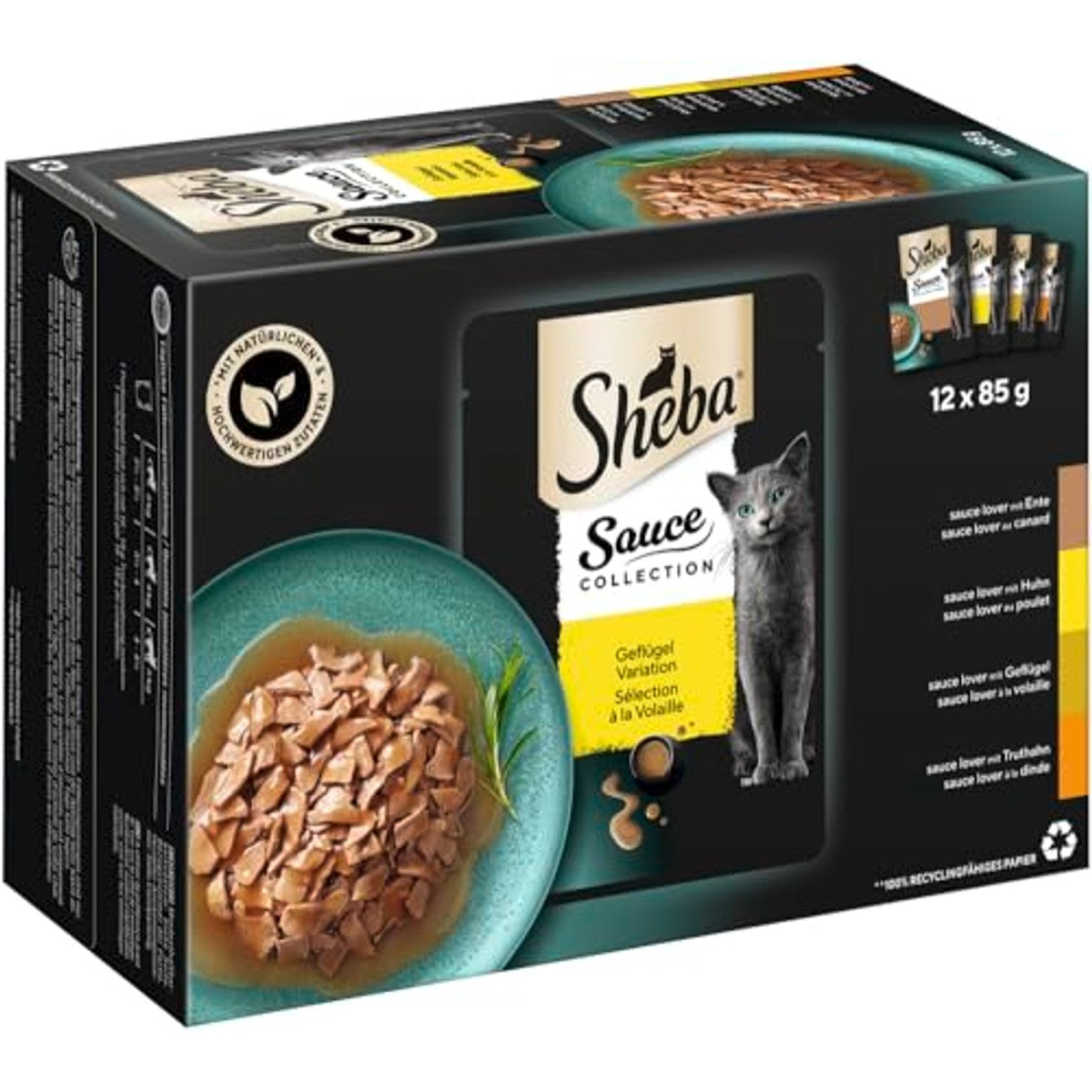 Sheba Sauce Collection natvoer kattenvoer gevogelte variatie 4 x 12 x 85 g - 3-pack