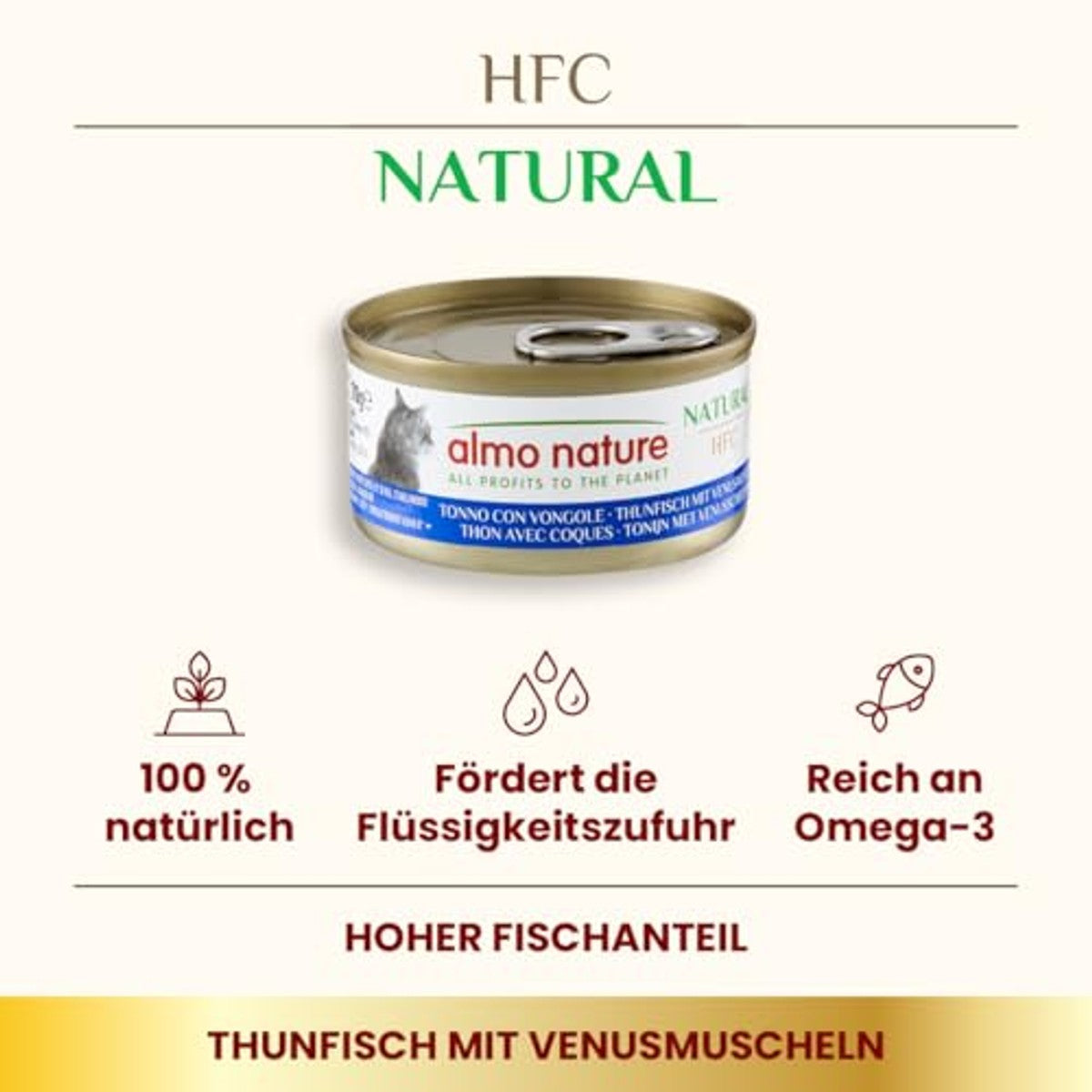 Almo Nature HFC Natural Kattenvoer Tonijn met Venusschelpen 24 x 70 g - 3-pack