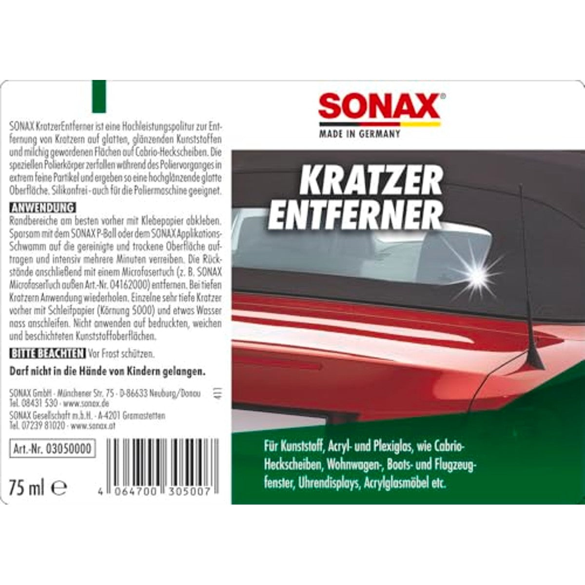 SONAX Krasverwijderaar kunststof NanoPro 6 x 75 ml - Voordeelverpakking