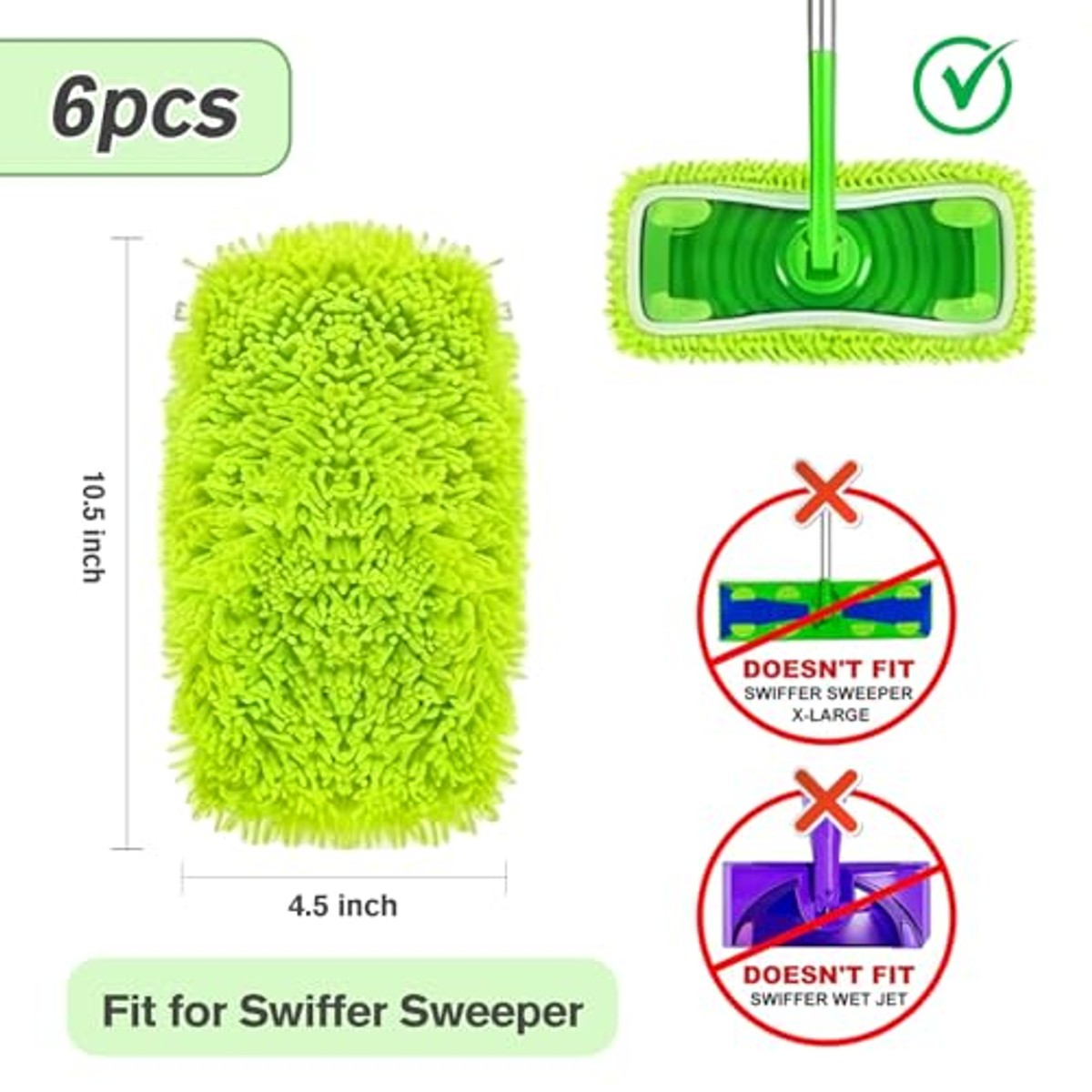 Carehabi 6 stuks doeken voor Swiffer Sweeper 25,4 x 11,5 cm – Carehabi