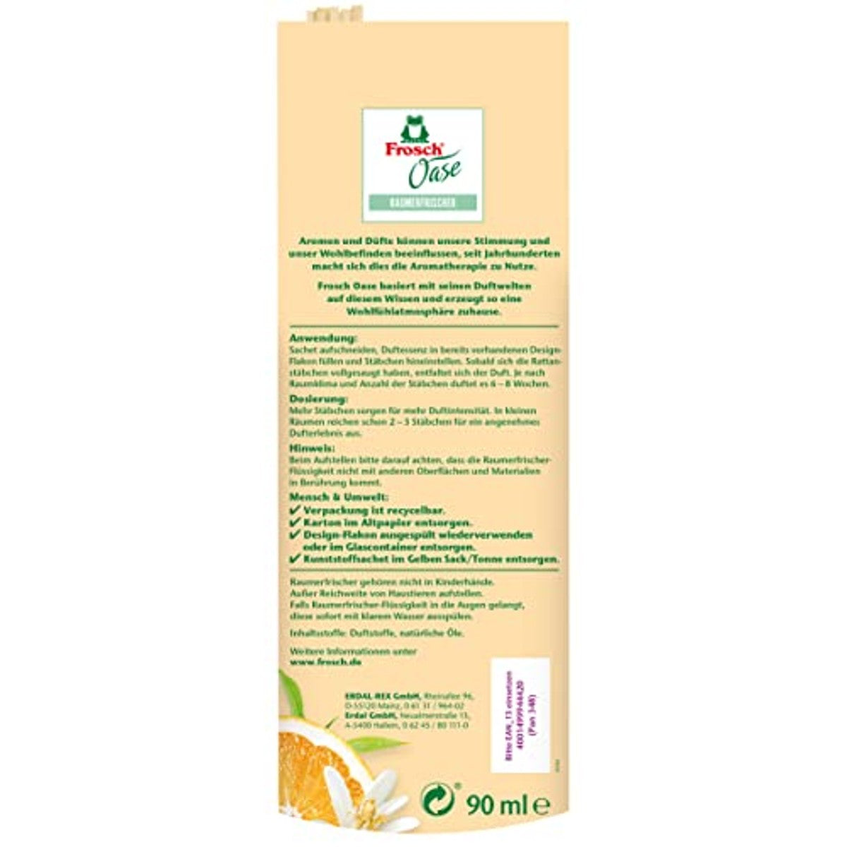 FROSCH Oase Ruimteverfrisser Oranjebloesem 6 x 90 ml - Voordeelverpakking