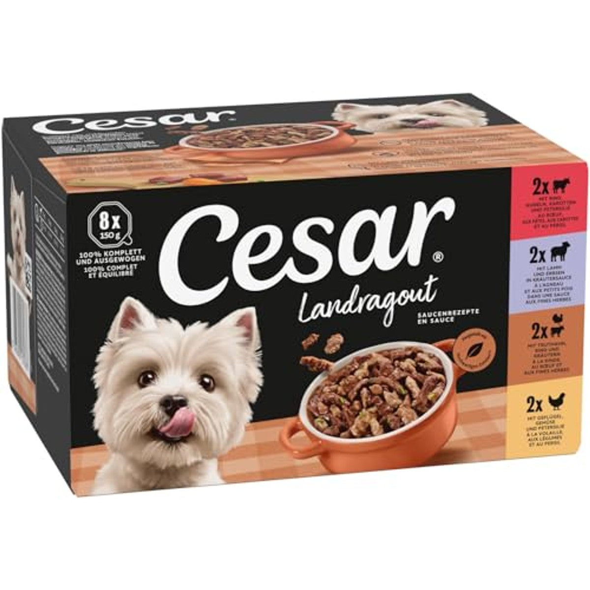 Cesar Landragout Adult hondenvoer gemengde smaken 3 x 8 x 150 g - 3-pack