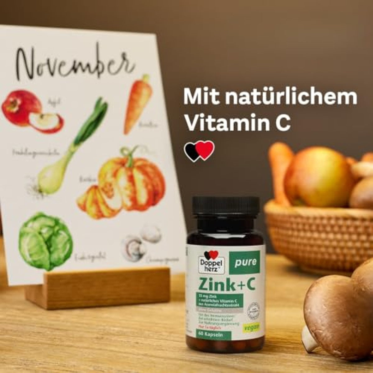 Doppelherz Pure Zink + C Voedingssupplement 60 Veganistische Capsules - 6-pack