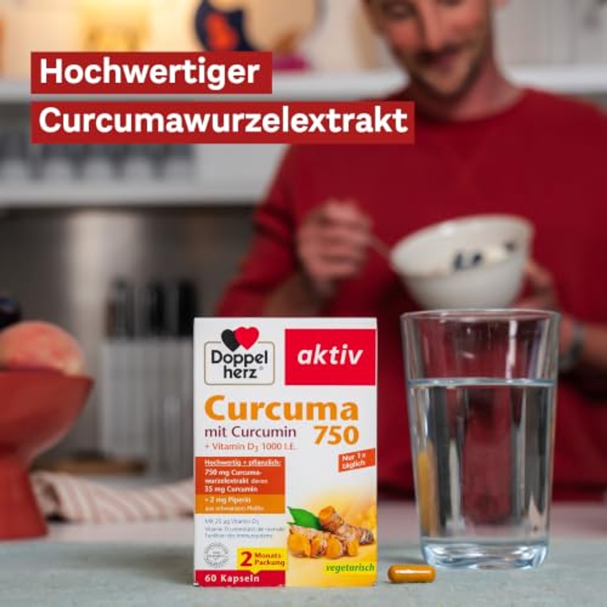 Doppelherz Curcuma 750 met Vitamine D3 60 Capsules - 3-pack