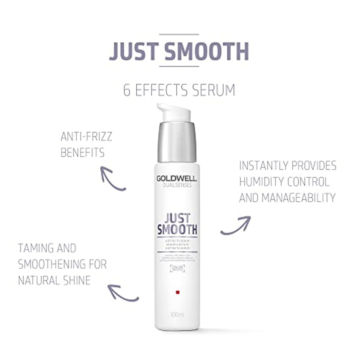 Goldwell Dualsenses Just Smooth Serum met 6 Effecten voor Weerbarstig en Onrustig Haar 100 ml (verpakking van 2) - 3-pack