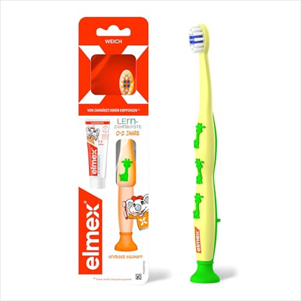ELMEX leertandenborstel met kindertandpasta 12 ml, 6-pack – ELMEX