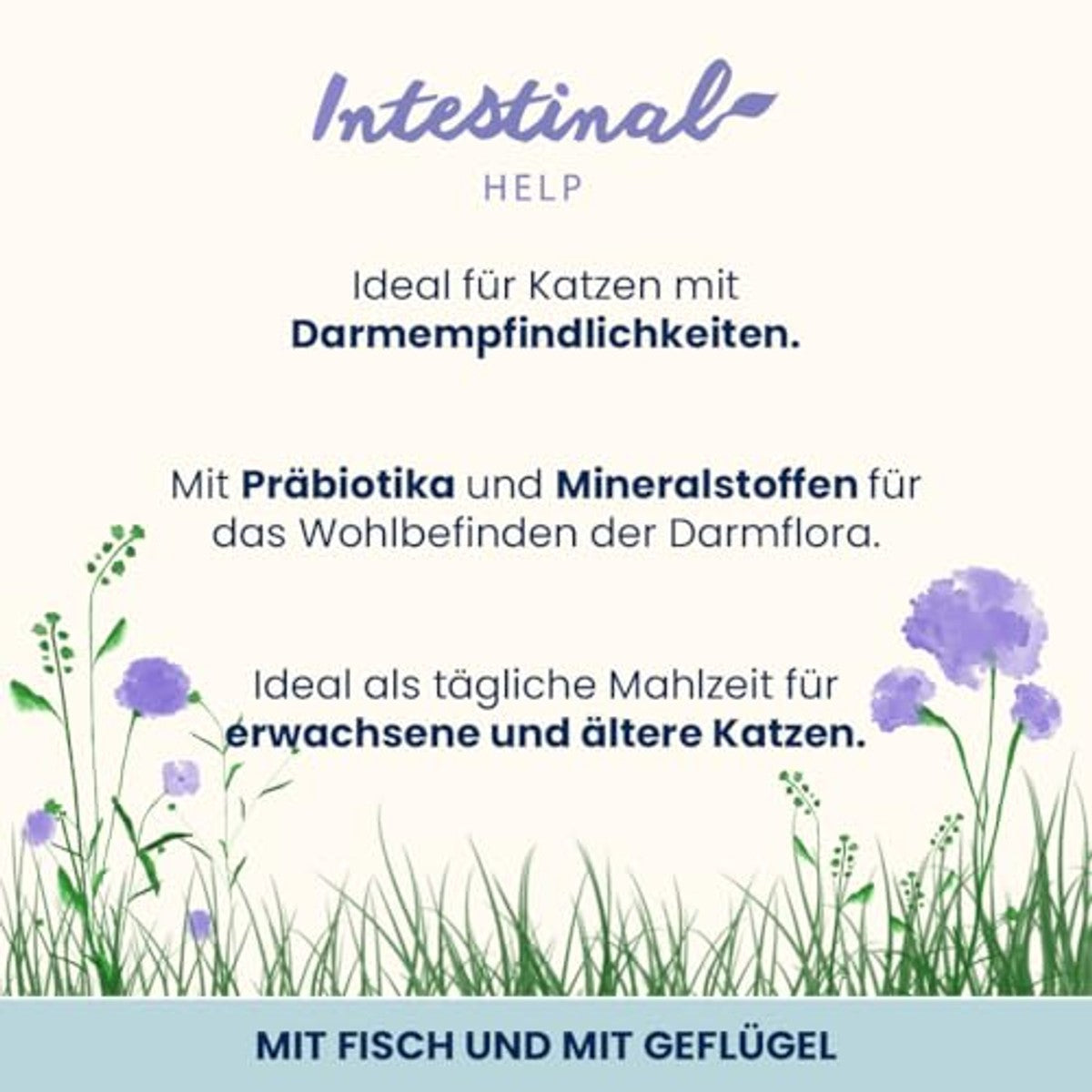 Almo Nature Functioneel - Intestinal Help - Vochtvoeding voor volwassen katten met gevoelige darm - met vis en gevogelte - Ondersteuning van het microbioom - 70 g (6 stuks) – almo nature