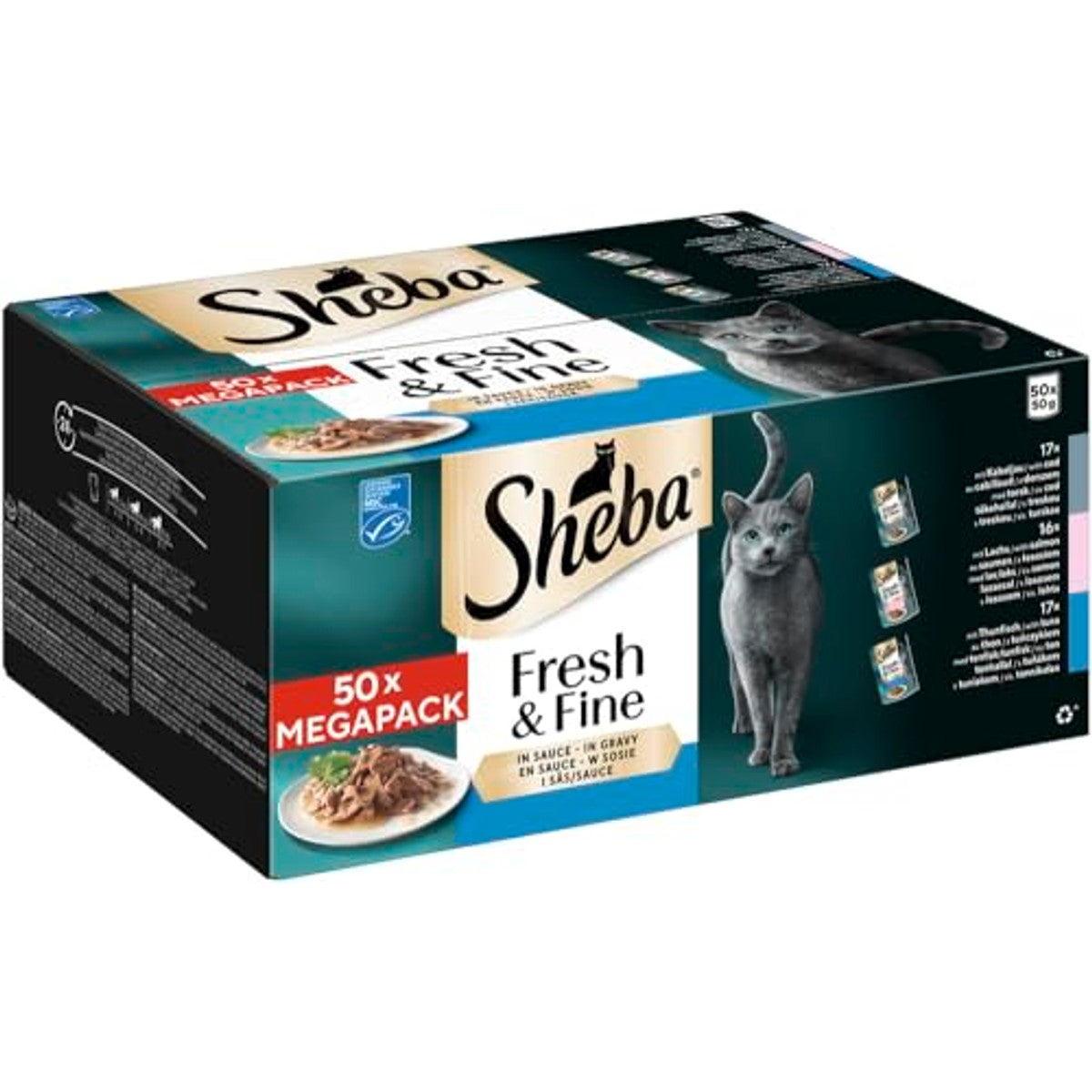 Sheba Fresh & Fine natvoer kattenvoer vis in saus 50 g - 3-pack