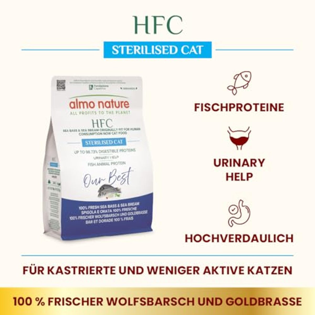 Almo Nature HFC Our Best Adult Gesteriliseerd Zeebaars en Zeebrasem 300 g - 3-pack