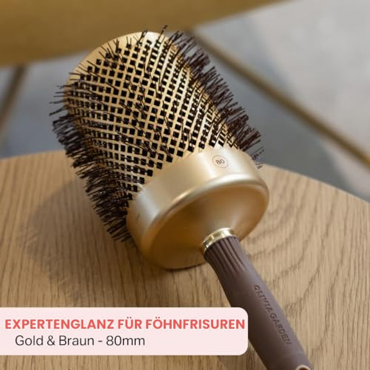 Olivia Garden Expert Blowout Shine Borstel 80 mm, Goud & Bruin - 3-pack